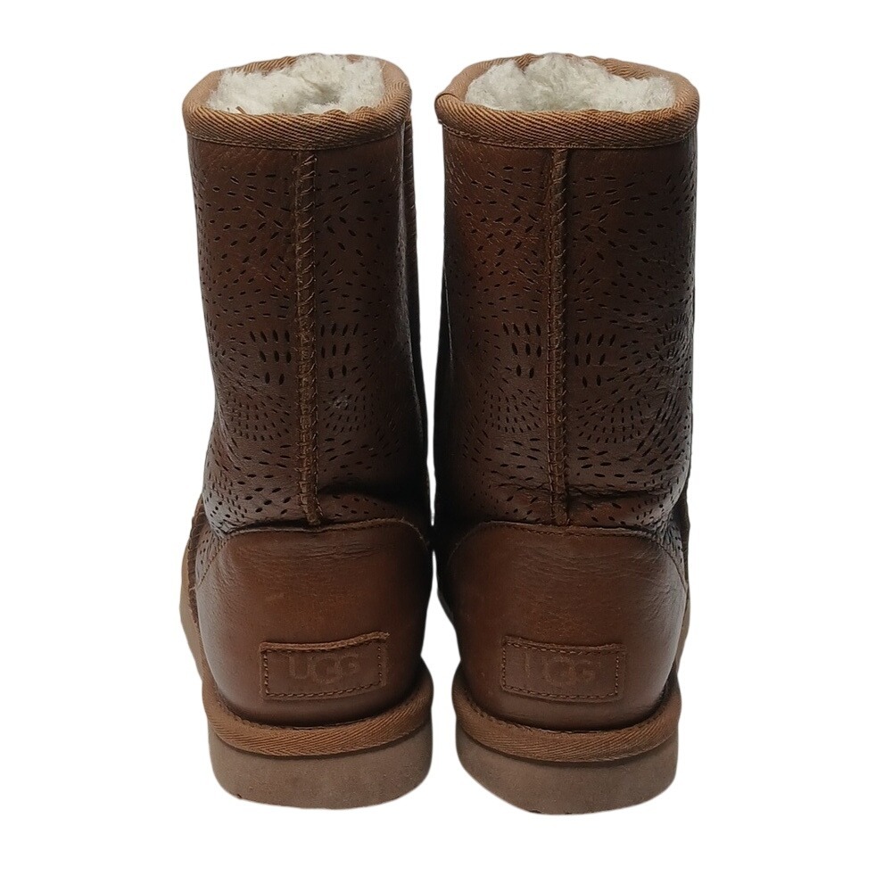 UGG Classic Short Perforated Leather Boots Women 8 Brown 1006471 - Picture 5 of 9